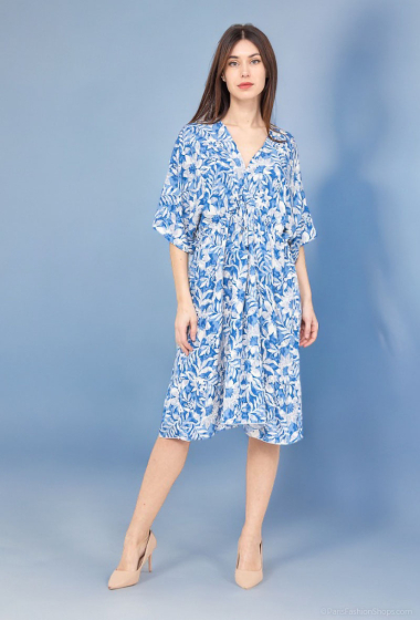 Wholesaler Lusa Mode - Short dress 105 cm short sleeve V-neck front and back