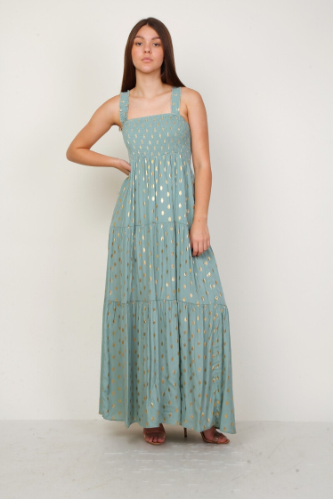 Großhändler Lusa Mode - Riemchen langes Kleid mit goldenen Flecken