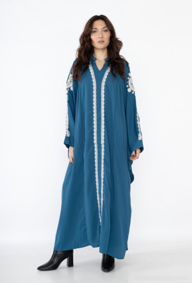 Grossiste Lusa Mode - Robe longue abaya brodée manche longue