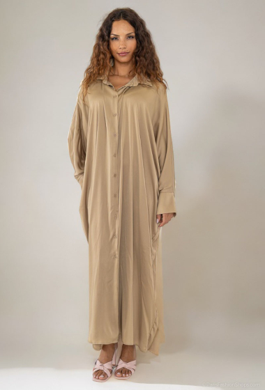 Grossiste Lusa Mode - Robe longue abaya uni boutonnée jusqu'en bas tissu crêpe lourd