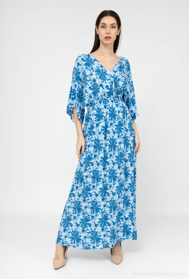 Großhändler Lusa Mode - Langes Kleid mit böhmischem Blumendruck