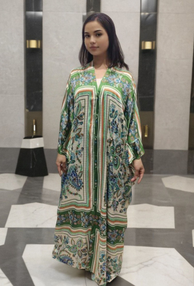 Großhändler Lusa Mode - Langes, quadratisches Kleid mit geometrischem Print