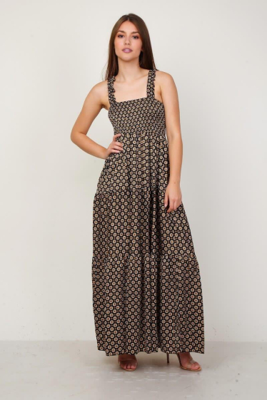 Wholesaler Lusa Mode - Long flowing printed dress with straps