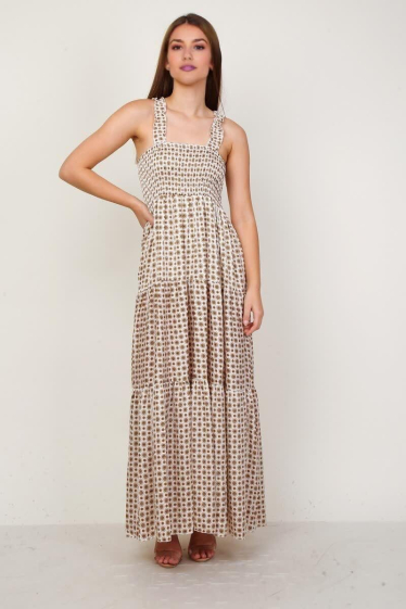 Großhändler Lusa Mode - Langes fließendes gedrucktes Kleid mit Gurten