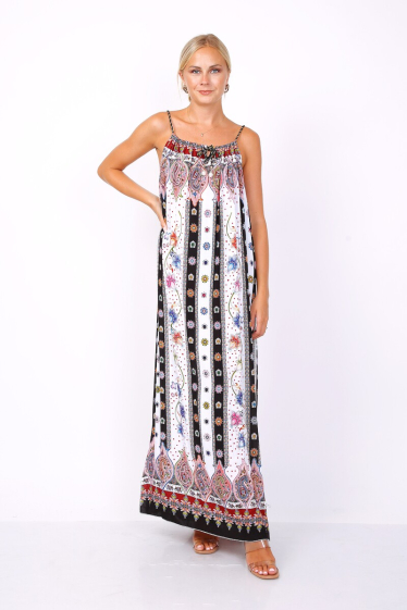 Großhändler Lusa Mode - Langes gedrucktes Kleid mit Gurten