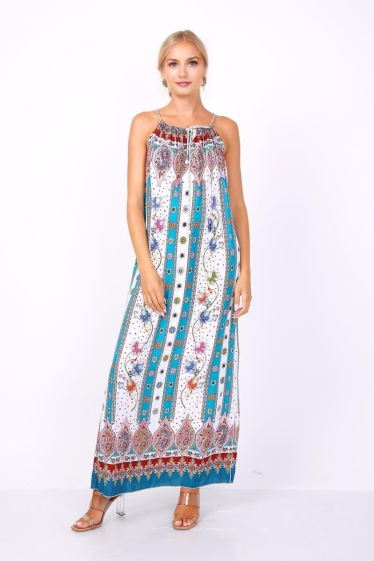 Großhändler Lusa Mode - Langes gedrucktes Kleid mit Gurten