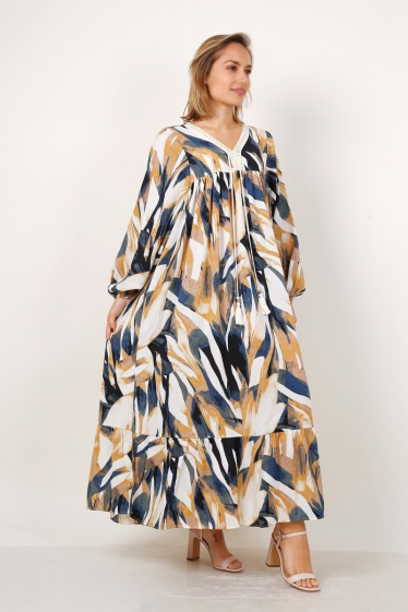 Großhändler Lusa Mode - Langes Kleid mit abstraktem Blumendruck