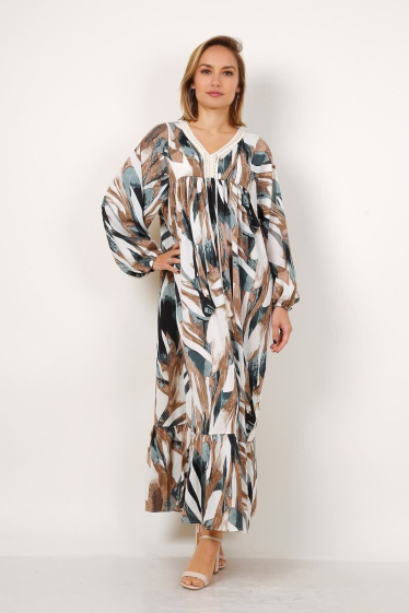 Großhändler Lusa Mode - Langes Kleid mit abstraktem Blumenprint