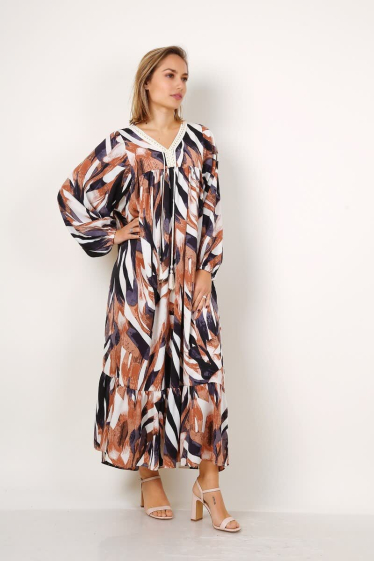 Grossiste Lusa Mode - Robe longue imprimée abstrait fleur