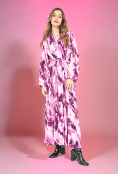 Grossiste Lusa Mode - Robe longue imprimée avec ceinture ajustable