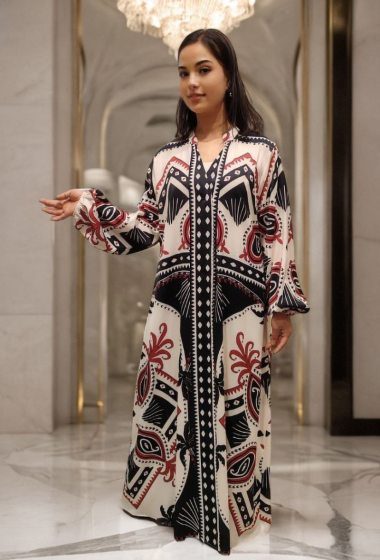 Grossiste Lusa Mode - Robe longue imprimée avec ceinture