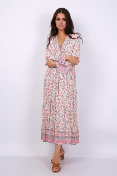 Grossiste Lusa Mode - Robe longue imprimée bohème en coton