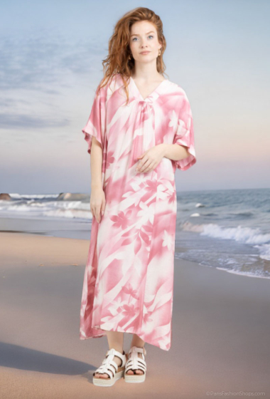 Wholesaler Lusa Mode - Bohemian printed long dress with short sleeves