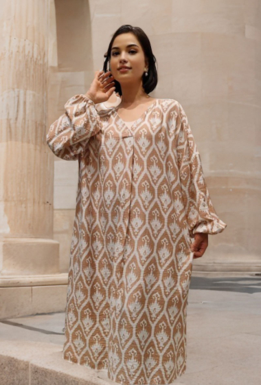 Wholesaler Lusa Mode - Bohemian long sleeve printed maxi dress