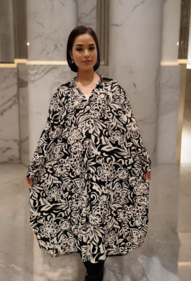 Wholesaler Lusa Mode - Bohemian long sleeve printed maxi dress