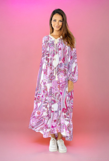 Grossiste Lusa Mode - Robe longue imprimée bohème