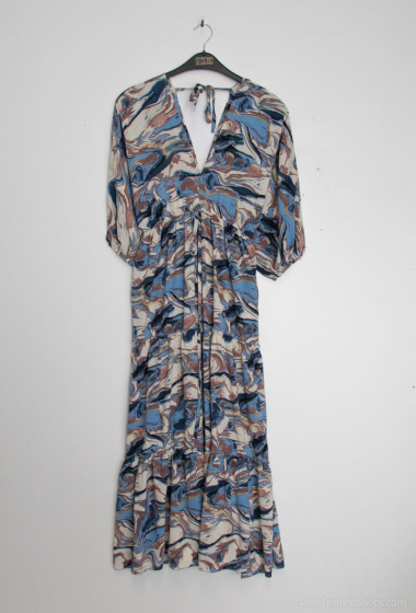 Wholesaler Lusa Mode - Long printed V-neck dress