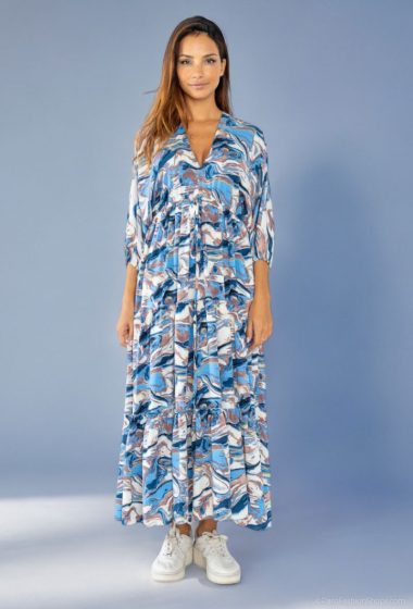 Wholesaler Lusa Mode - Long printed V-neck dress