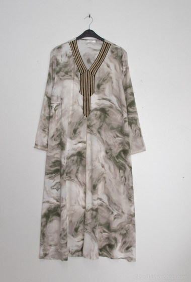 Großhändler Lusa Mode - Langes bedrucktes Kleid mit V-Ausschnitt