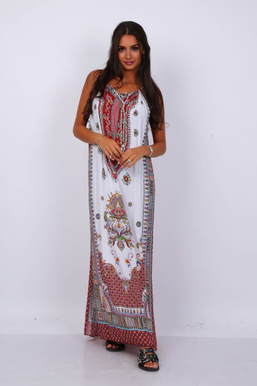 Wholesaler Lusa Mode - Bohemian cotton printed long dress with straps