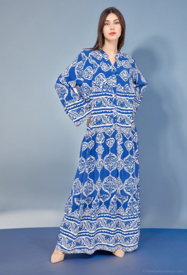 Großhändler Lusa Mode - Bedrucktes Maxikleid mit langen Ärmeln