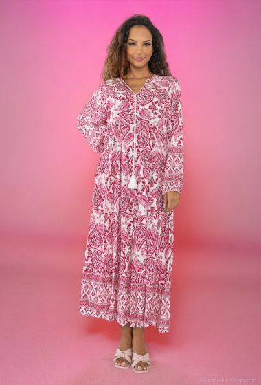Wholesaler Lusa Mode - Printed long-sleeve dress