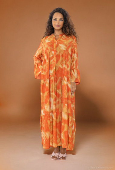 Großhändler Lusa Mode - Langes Kleid mit Batikdruck