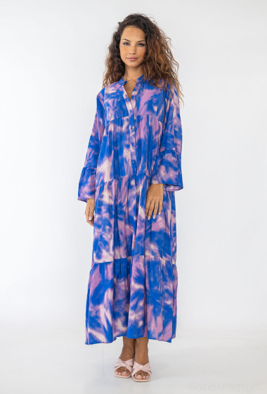 Großhändler Lusa Mode - Langes Kleid mit Batikdruck