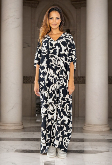 Großhändler Lusa Mode - Langes ärmelloses Kleid mit geometrischem Print