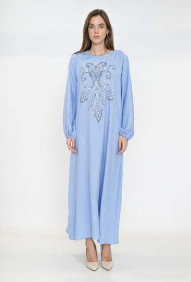 Wholesaler Lusa Mode - Plain long dress with long sleeves and pattern