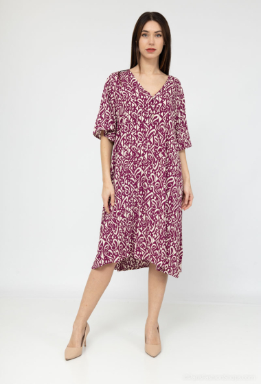 Wholesaler Lusa Mode - Mid-length dress, short sleeve, V-neck