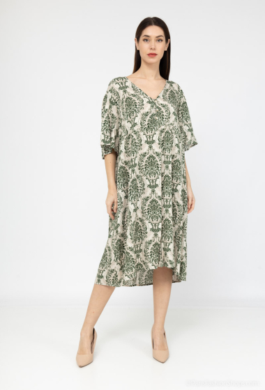Wholesaler Lusa Mode - Mid-length dress, short sleeve, V-neck