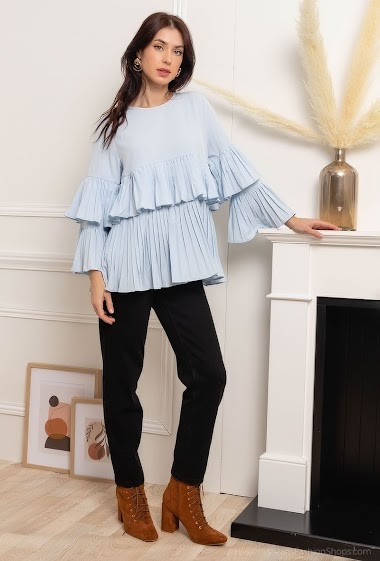 Wholesaler LUZABELLE - Women's blouse with pleated ruffles