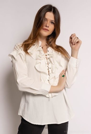 Wholesaler LUZABELLE - Blouse with ruffles and lace-up
