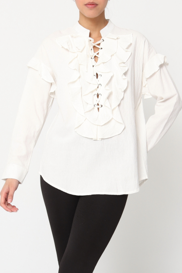Wholesaler LUZABELLE - Blouse with ruffles and lace-up