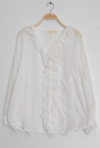Wholesaler LUZABELLE - V-NECK SHIRT WITH Ruffles AND FLARED LACE SLEEVES