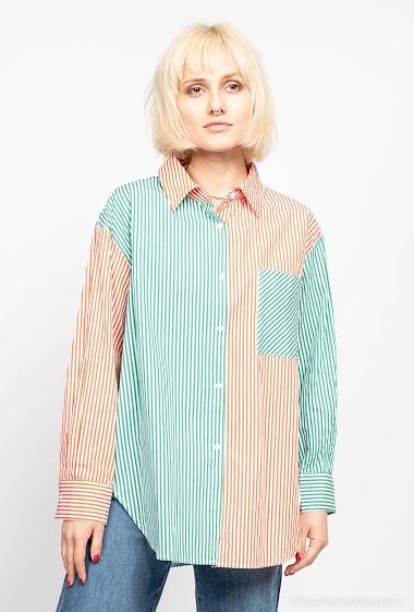 Wholesaler LUZABELLE - Two-coloured striped patchwork shirt