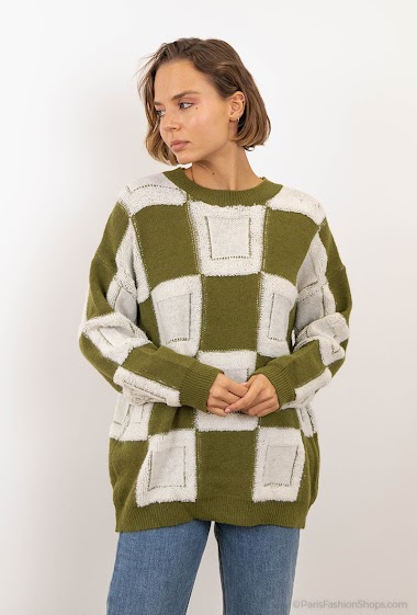 Großhändler LUZABELLE - Pullover mit zweifarbigem Karomuster