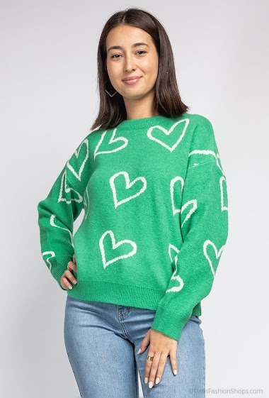Wholesaler LUZABELLE - Knit sweater with hearts logos