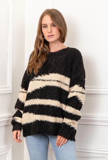 Wholesaler LUZABELLE - Fuzzy striped sweater