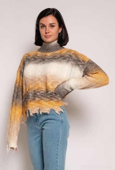Wholesaler LUZABELLE - Striped sweater with raw edges