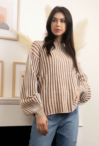 Wholesaler LUZABELLE - Striped sweater with puff sleeves