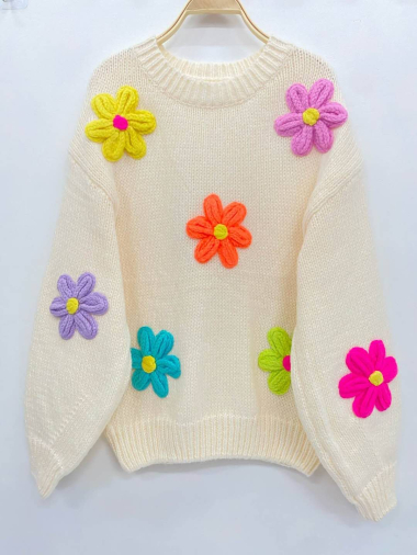 Grossiste LUZABELLE - Pull à fleur marguerite