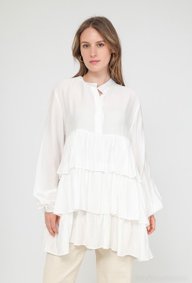 Wholesaler LUZABELLE - Short shirt dress with flounce.
