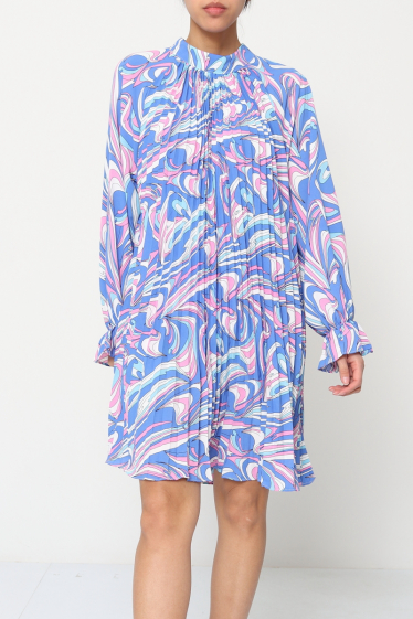 Grossiste LUZABELLE - Robe plissée avec imprimé 70'S