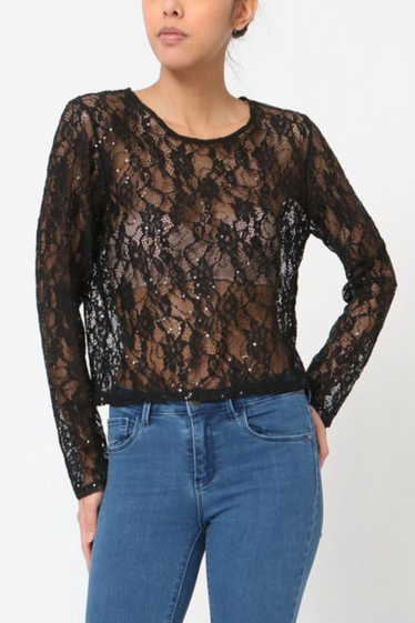 Wholesaler LUZABELLE - Transparent lace top with sequins