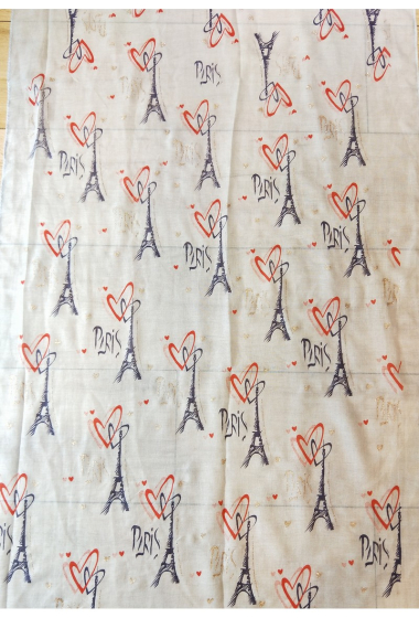 Großhändler LX Moda - Glänzender Schal mit Eiffelturm- und Paris-Muster