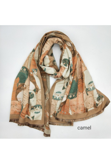 Großhändler LX Moda - Women's scarf with cat motif