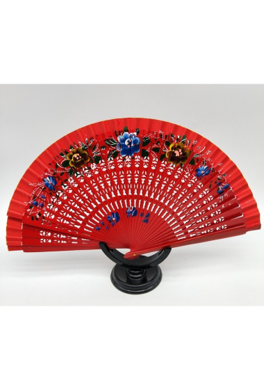 Wholesaler LX Moda - Wood fan (In packs of 12 pcs mixed colors)