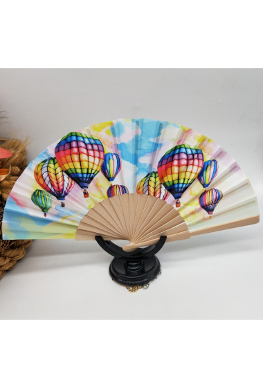 Wholesaler LX Moda - Wooden pattern fan (Pack of 12 pcs mixed color)